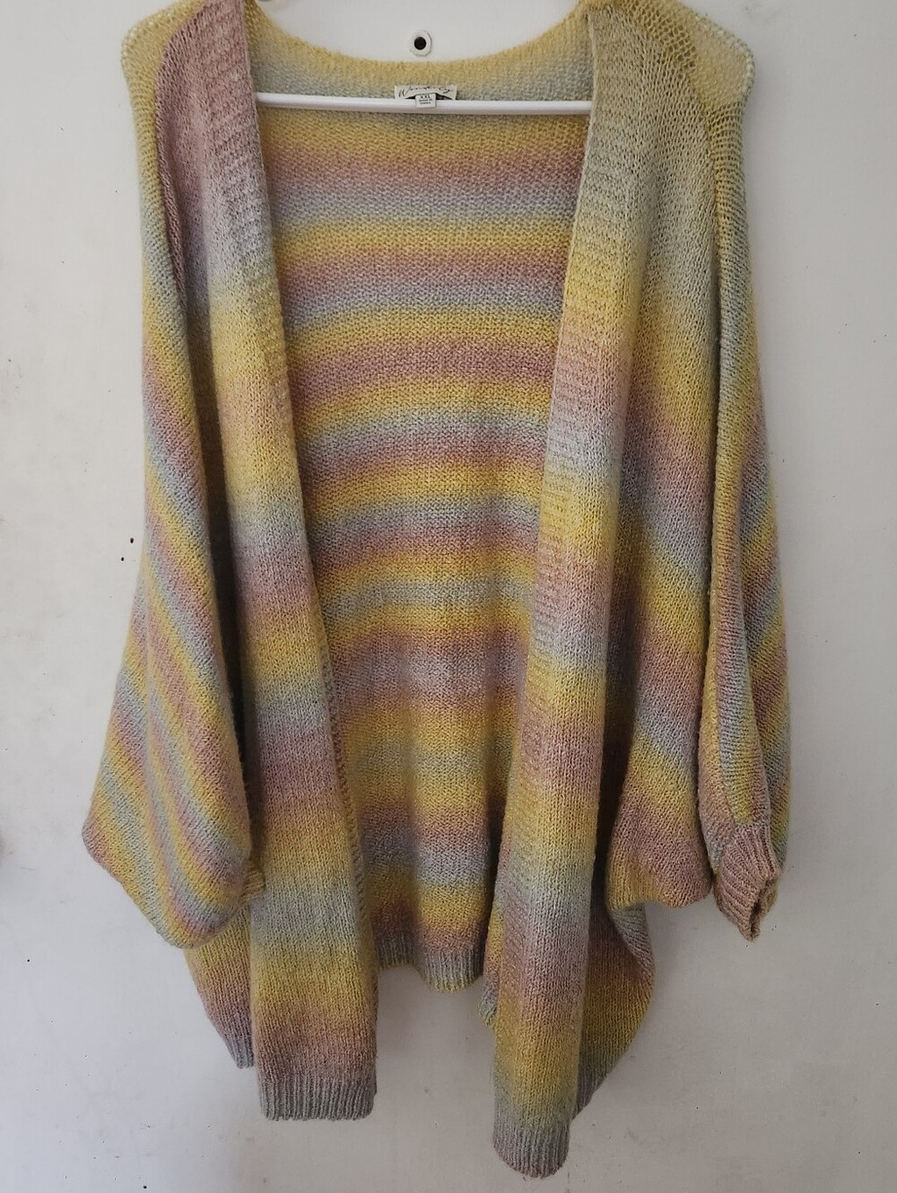 Wonderly Pastel Striped Open-Front Cardigan in Yellow, Pink, Blue